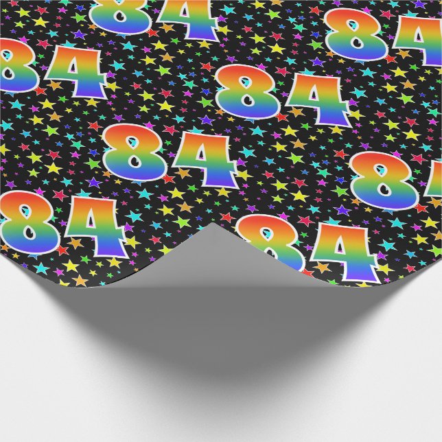 Colorful Stars + Rainbow Pattern "84" Event # Wrapping Paper (Corner)