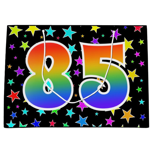 Colorful Stars + Rainbow Pattern "85" Event # Large Gift Bag (Front)