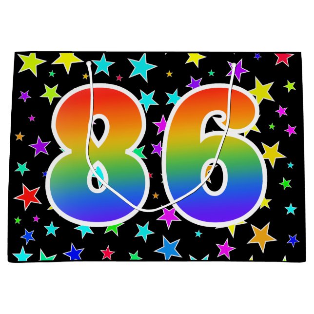 Colorful Stars + Rainbow Pattern "86" Event # Large Gift Bag (Front)
