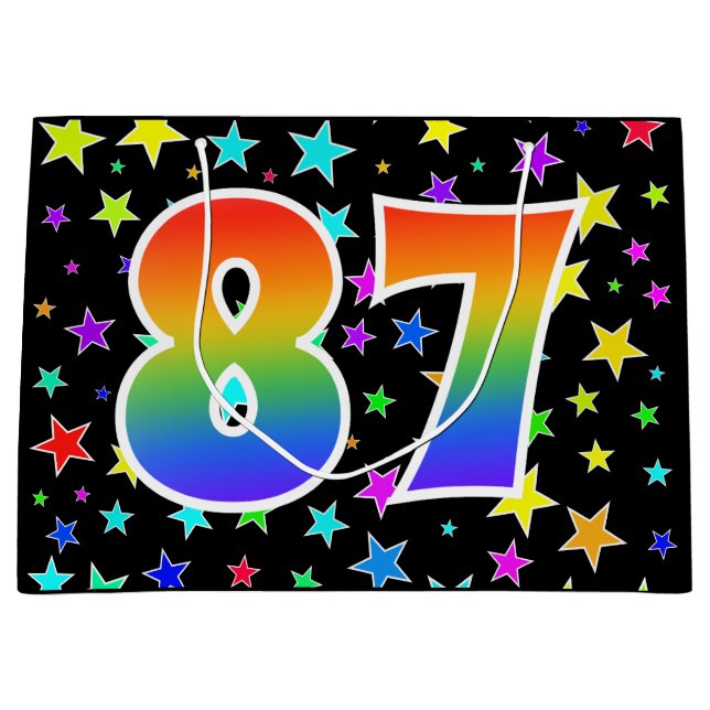 Colorful Stars + Rainbow Pattern "87" Event # Large Gift Bag (Front)