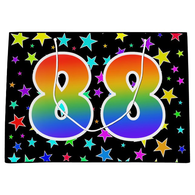Colorful Stars + Rainbow Pattern "88" Event # Large Gift Bag (Front)
