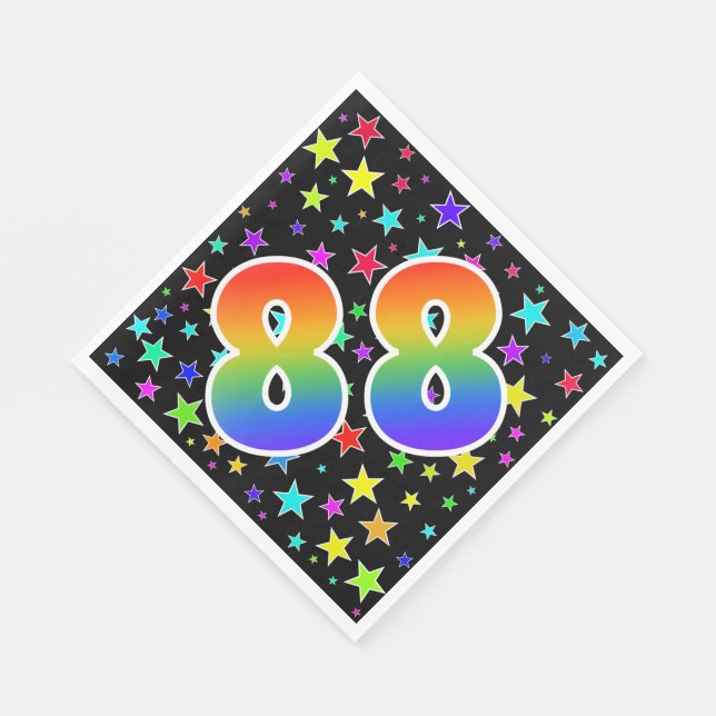 Colorful Stars + Rainbow Pattern "88" Event # Napkins (Corner)
