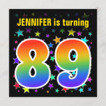 [ Thumbnail: Colorful Stars + Rainbow Pattern "89" Birthday # Invitation ]