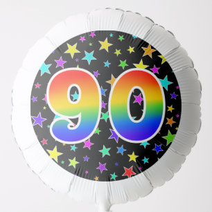 Colorful Stars + Rainbow Pattern "90" Event # Balloon