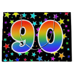 [ Thumbnail: Colorful Stars + Rainbow Pattern "90" Event # Gift Bag ]