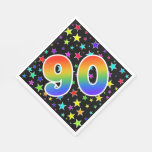 [ Thumbnail: Colorful Stars + Rainbow Pattern "90" Event # Napkins ]