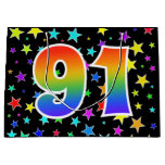 [ Thumbnail: Colorful Stars + Rainbow Pattern "91" Event # Gift Bag ]