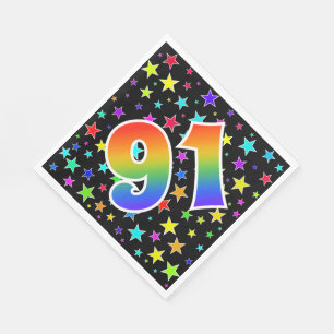 Colorful Stars + Rainbow Pattern "91" Event # Napkins