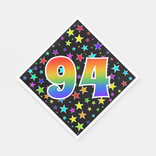 Colorful Stars + Rainbow Pattern "94" Event # Napkins (Corner)