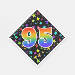 [ Thumbnail: Colorful Stars + Rainbow Pattern "95" Event # Napkins ]