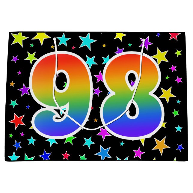 Colorful Stars + Rainbow Pattern "98" Event # Large Gift Bag (Front)