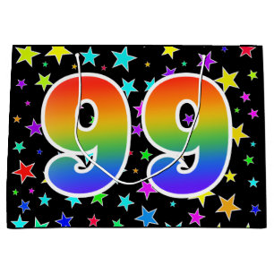 Colorful Stars + Rainbow Pattern "99" Event # Large Gift Bag