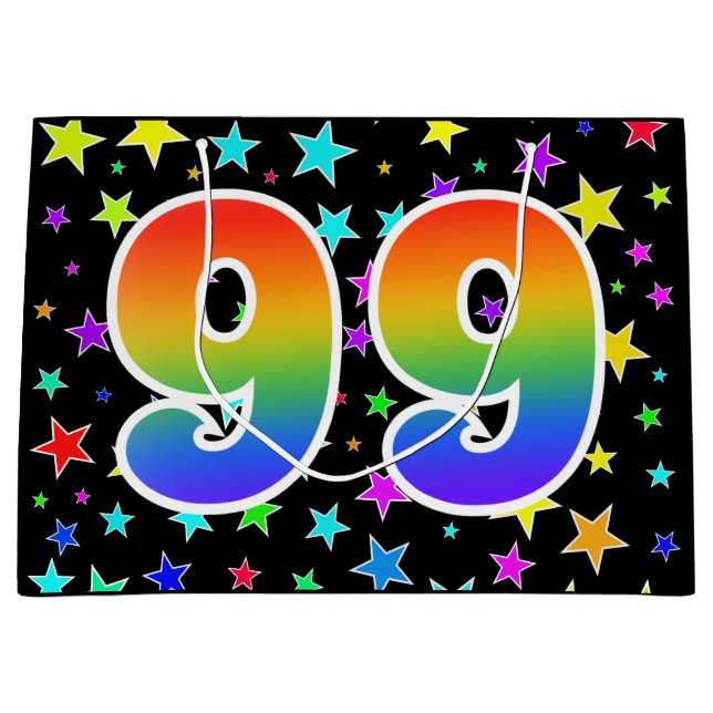 Colorful Stars + Rainbow Pattern "99" Event # Large Gift Bag (Front)