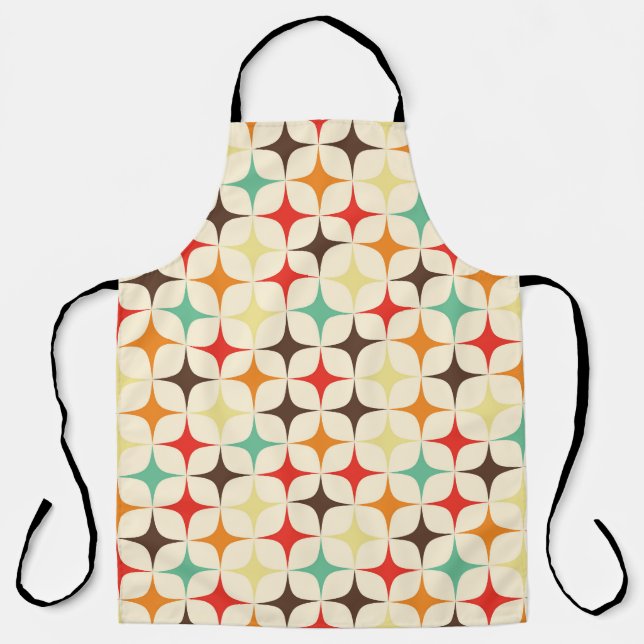 Colorful Stars Retro Geometric Pattern Apron (Front)