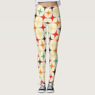 Colorful Stars Retro Geometric Pattern Leggings