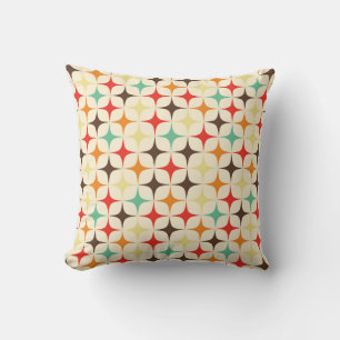 Colorful Stars Retro Geometric Pattern Throw Pillow