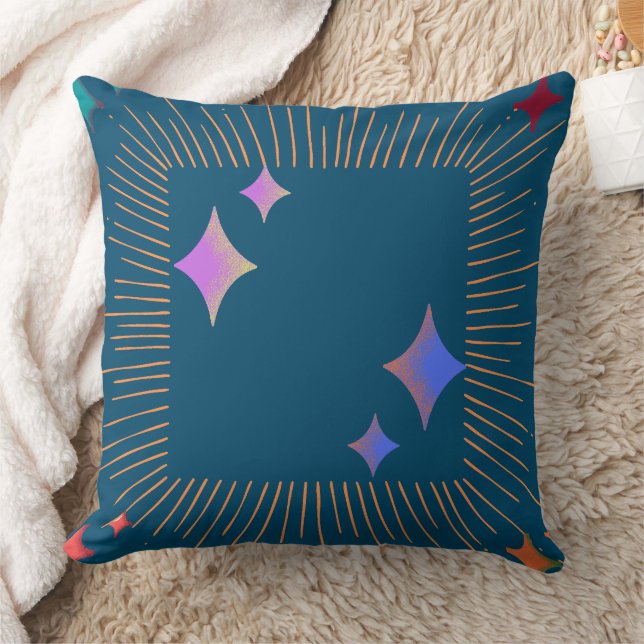 colorful stars  throw pillow (Blanket)