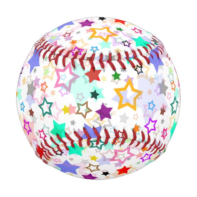 Colorful Stars White  Baseball (Front)
