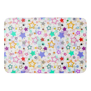 Colorful Stars White Bath Mat