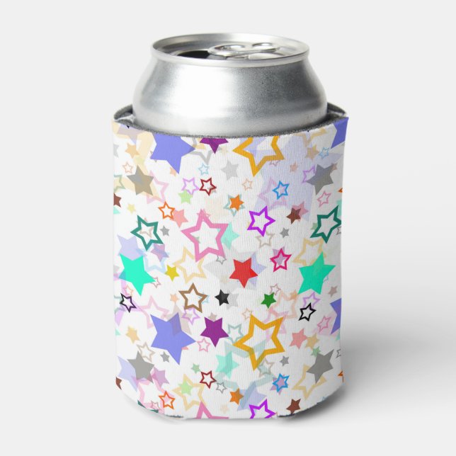 Colorful Stars White  Can Cooler (Can Front)