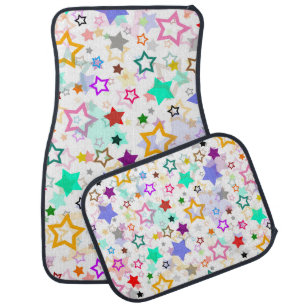 Colorful Stars White Car Floor Mat