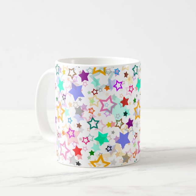 Colorful Stars White  Coffee Mug (Front Left)
