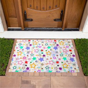 Colorful Stars White Doormat