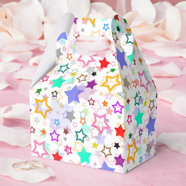 Colorful Stars White  Favor Boxes (Wedding)