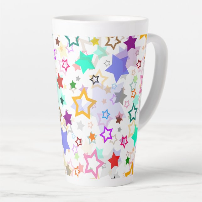 Colorful Stars White  Latte Mug (Right Angle)