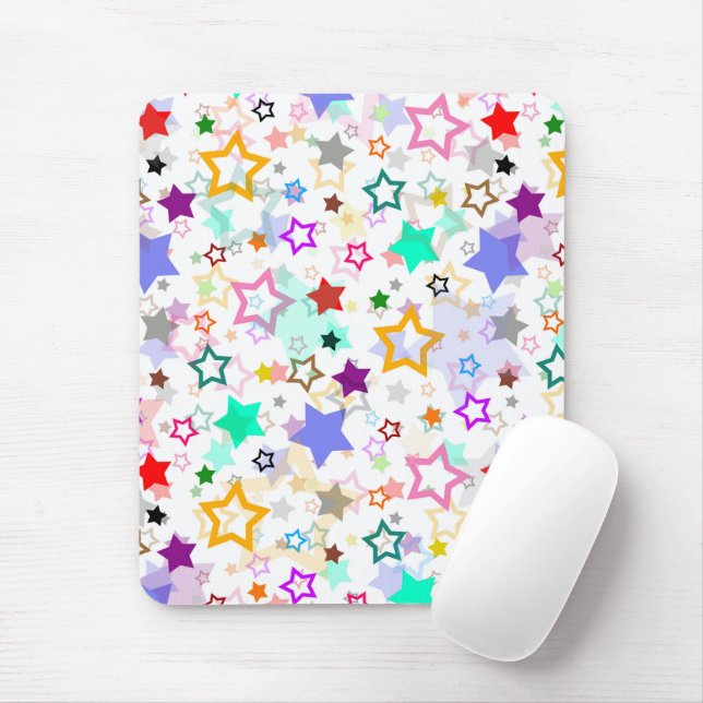Colorful Stars White  Mouse Pad (With Mouse)
