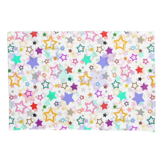 Colorful Stars White  Pillow Case (Front)