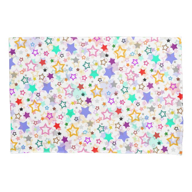 Colorful Stars White  Pillow Case (Front)