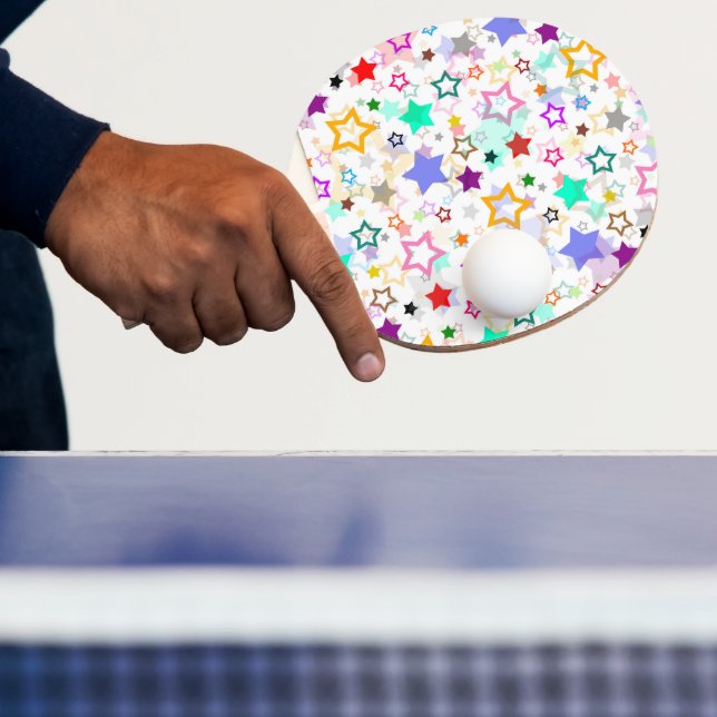 Colorful Stars White  Ping Pong Paddle (Insitu)