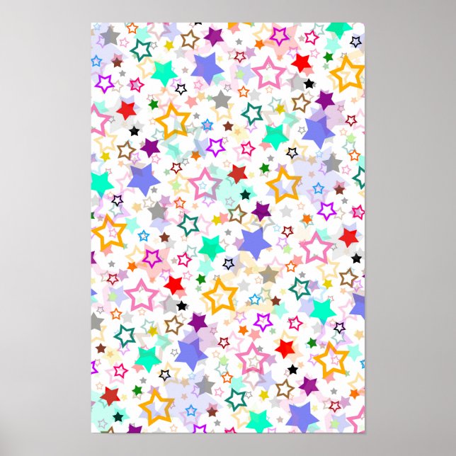 Colorful Stars White  Poster (Front)