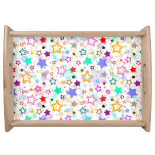 Colorful Stars White Serving Tray