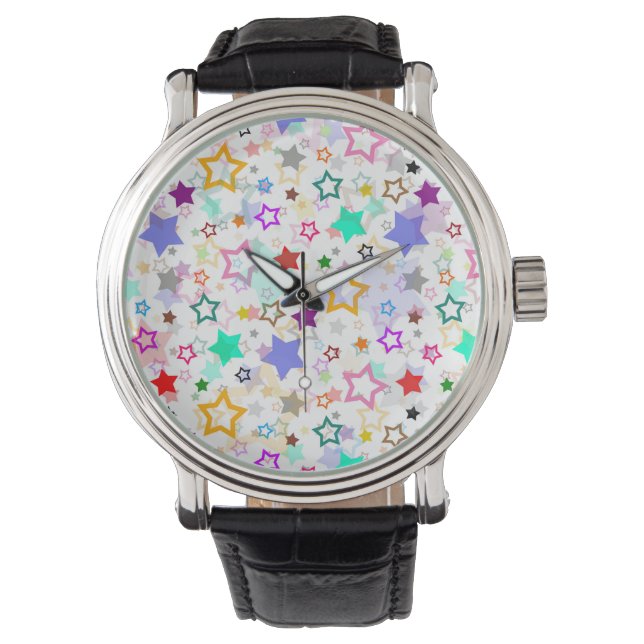Colorful Stars White  Watch (Front)