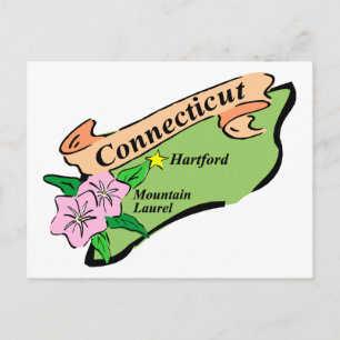 Colorful State of Connecticut Map Tees, Gifts Postcard