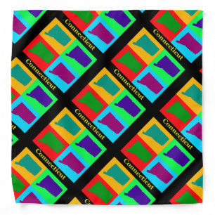 Colorful State of Connecticut Pop Art Map Bandana