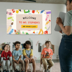 Colorful Stationary Teacher Classroom Welcome Sign