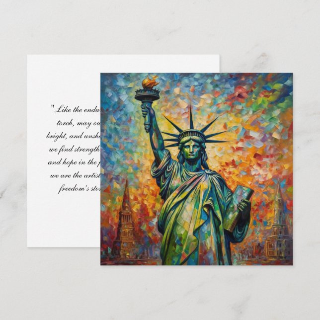 Colorful Statue of Liberty New York Art Note Card (Front/Back)