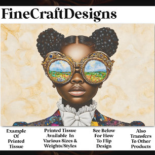 Colorful Steampunk Dark Skin Girl AD3L Decoupage Tissue Paper