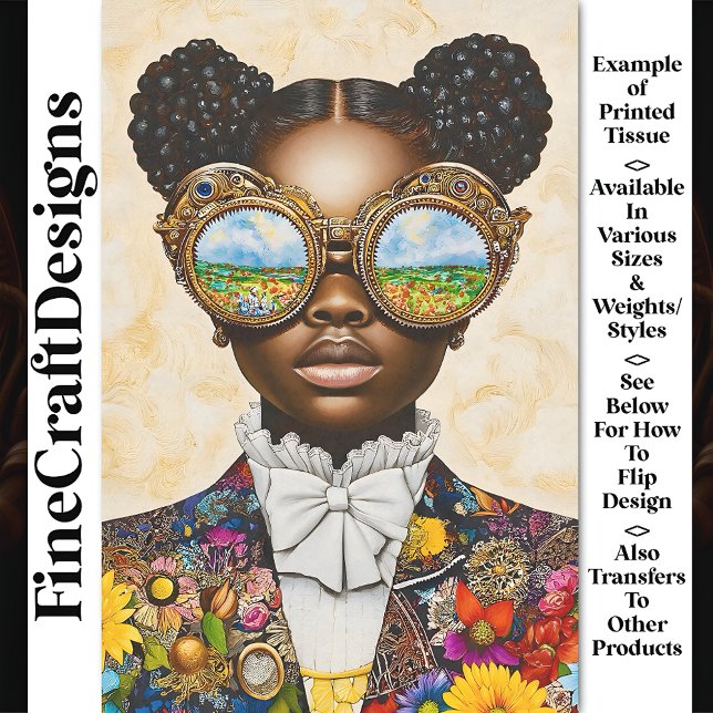 Colorful Steampunk Dark Skin Girl AD3P Decoupage Tissue Paper (Creator Uploaded)