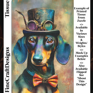 Colorful Steampunk Dog In Bow Tie DK7L Decoupage Tissue Paper