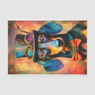 Colorful Steampunk Dog In Bow Tie DK7RF Decoupage Tissue Paper