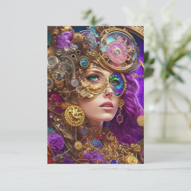 Colorful Steampunk Flat Thank You Card (Standing Front)