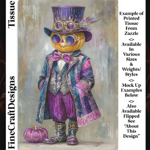 Colorful Steampunk Pumpkin Man Art DM8L Decoupage Tissue Paper