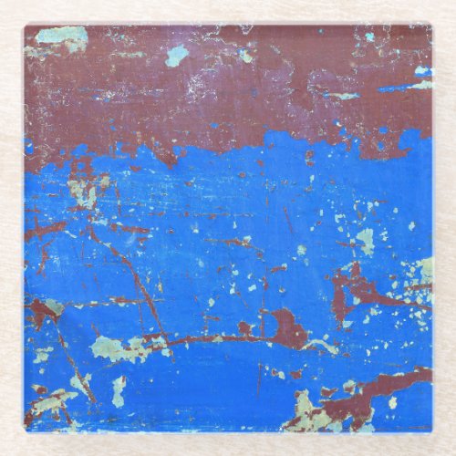 Colorful steel rust abstract texture glass coaster