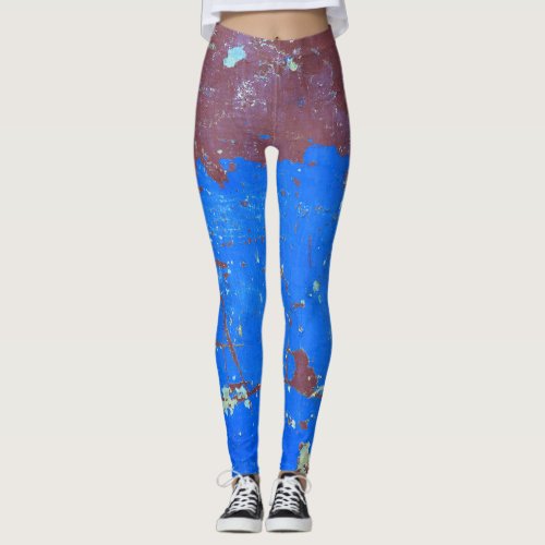 Colorful steel rust abstract texture leggings
