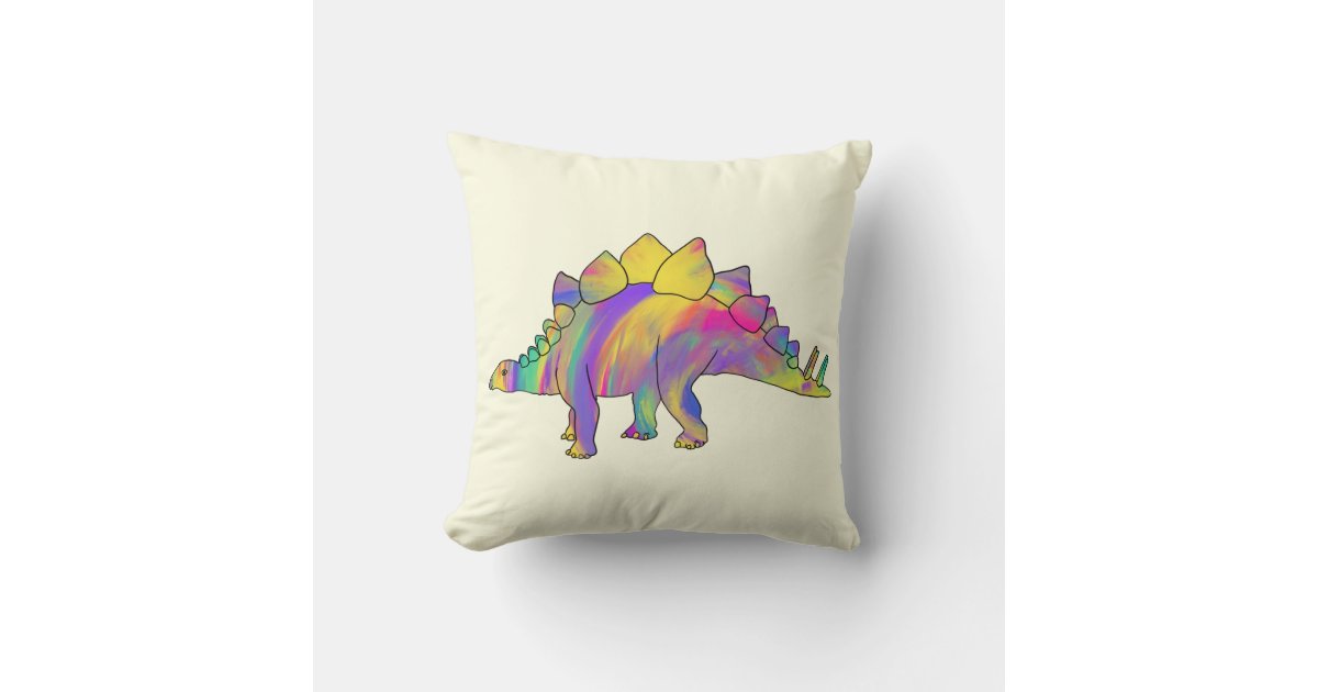 Colorful Stegosaurus Cute Jurassic Dinosaur Art Throw Pillow | Zazzle