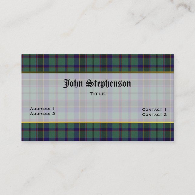 Colorful Stephenson Plaid Custom Business Card (Front)